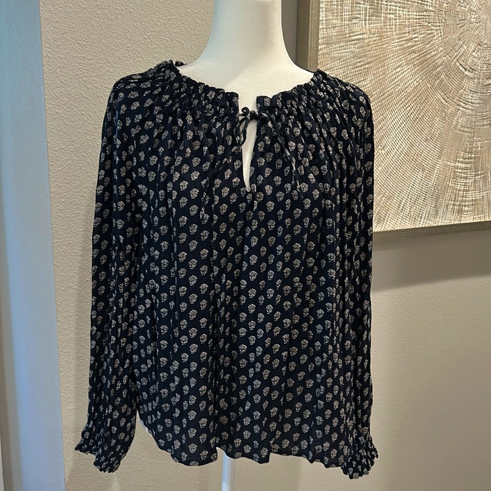 FAHERTY Brand Emery Blouse, lotus floral print, size S